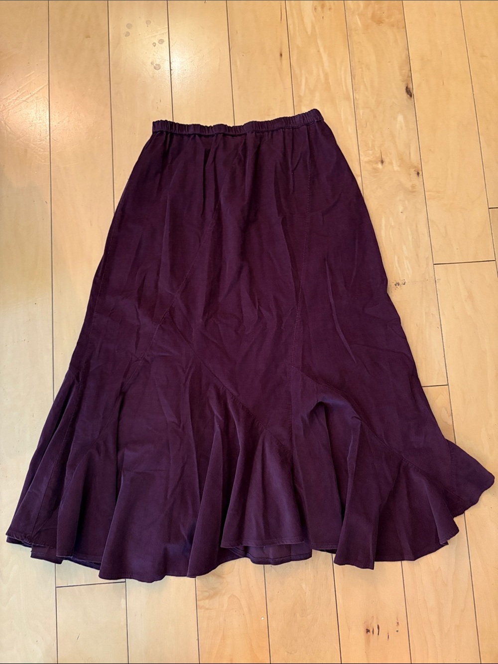 J.Jill Corduroy Burgundy Lightweight Maxi Skirt M NWT  Flouncy hem.
